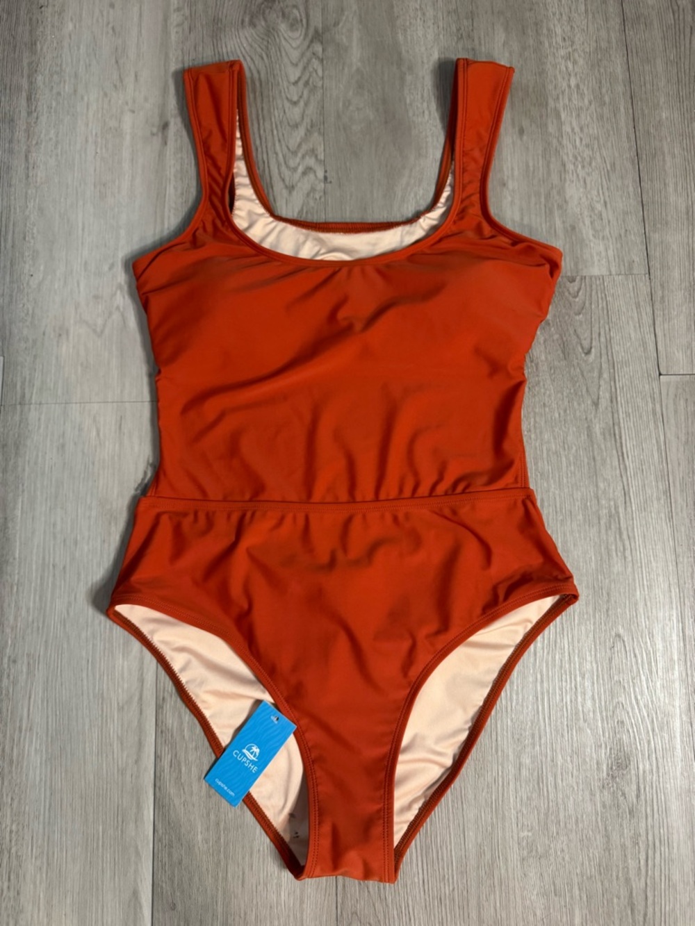 CUPSHE Roaming River Burnt Orange One Piece Open Back Swim Suit Size Large NWT
